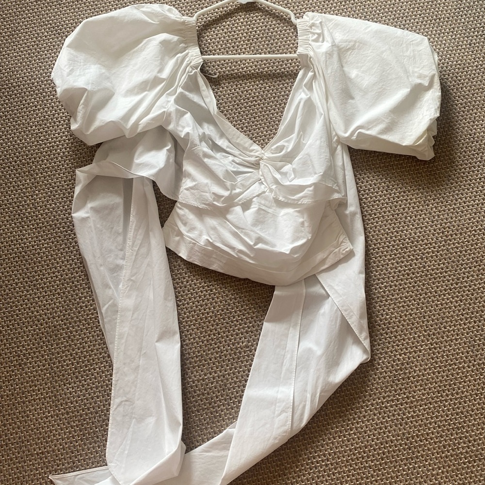 Anthropologie Mare Cotton Poplin puff sleeve top